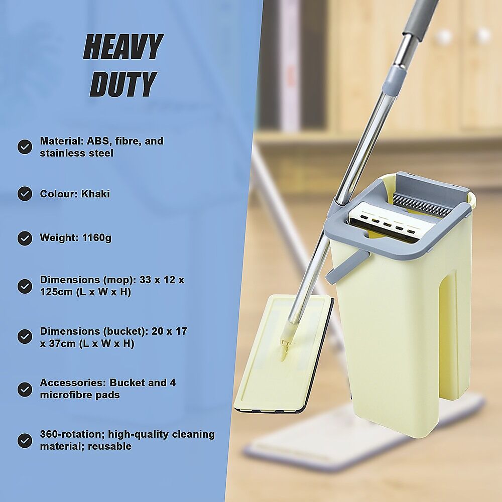 4x Microfiber Pads Flat Mop Bucket Kit 360 Rotating Self Wash Cleaning Price