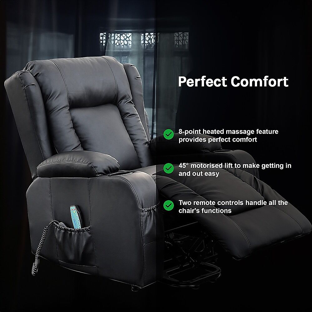 Recliner Chair Electric Massage Chair Lift Heated Leather Lounge Sofa Black Price