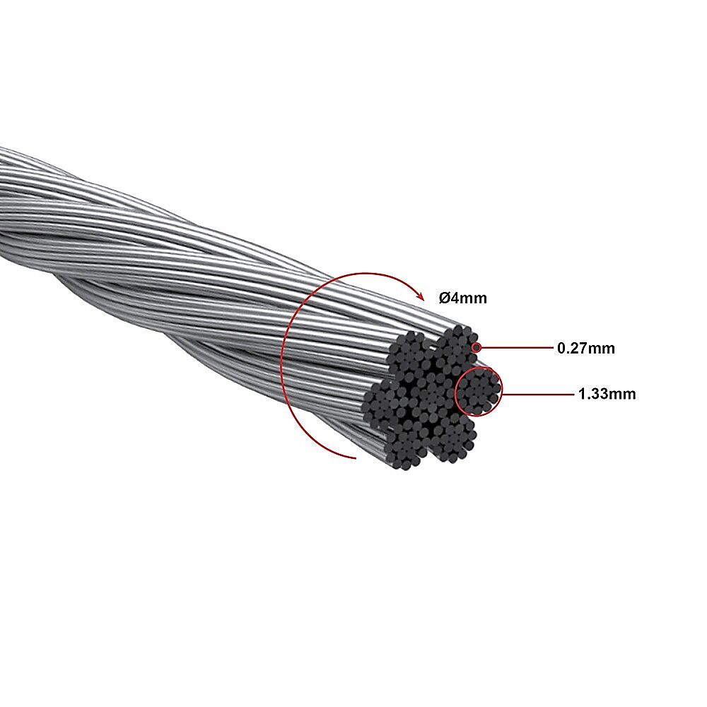 50M 316 Marine Stainless Steel Wire Rope Cable Decking Balustrade Rigging 7x19 4mm Price