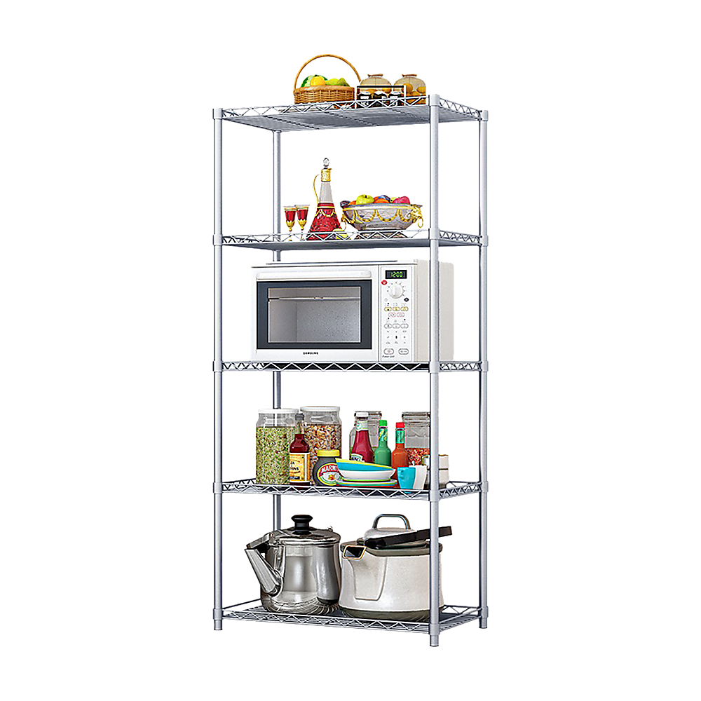 5 Tier Silver Metal Storage Rack Shelving Wire Shelf Price