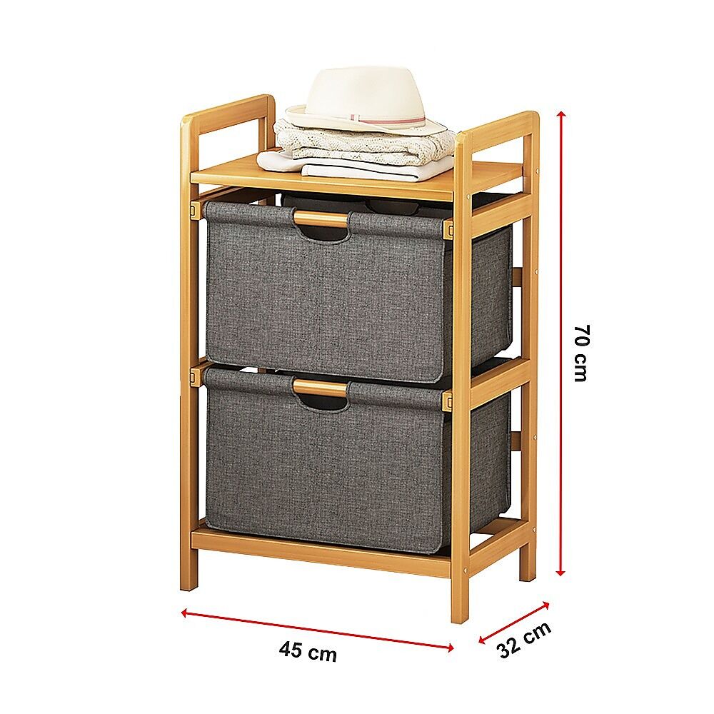 Bamboo Shelf with Storage Hamper - Wooden Bamboo Removable Bags Price