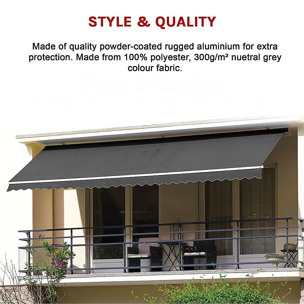 Outdoor Folding Arm Awning Retractable Sunshade Canopy Grey 4.0m x 3.0m Price