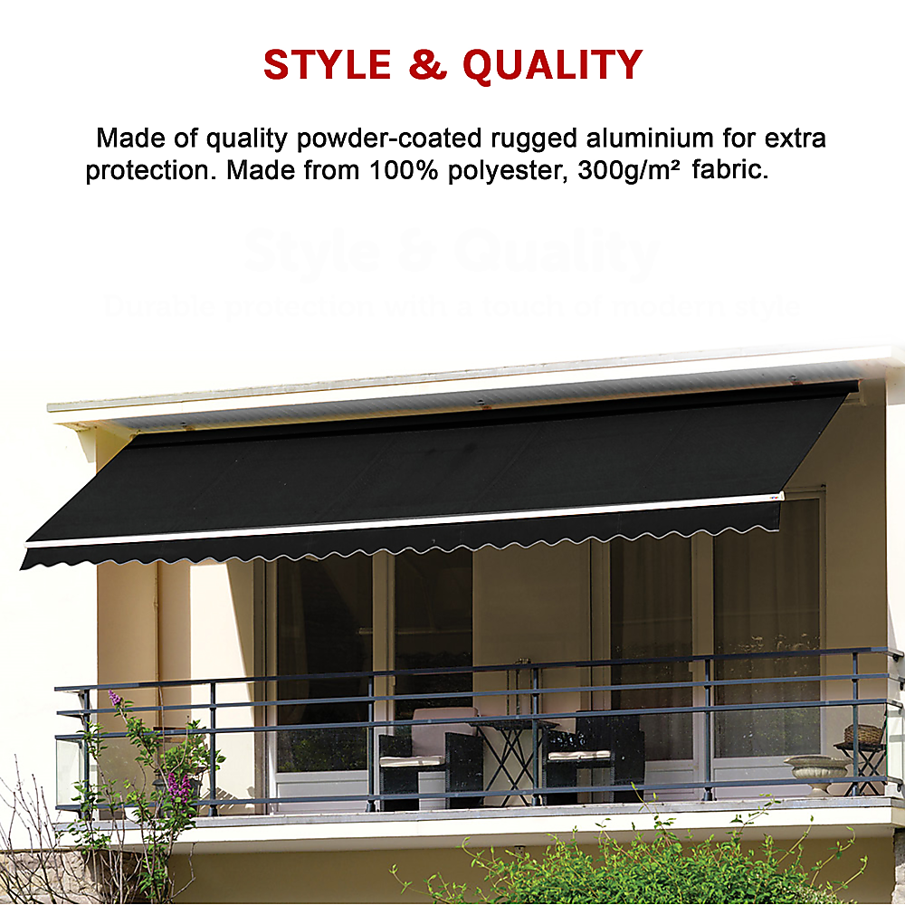 Outdoor Folding Arm Awning Retractable Sunshade Canopy Black 4.0m x 3.0m Price