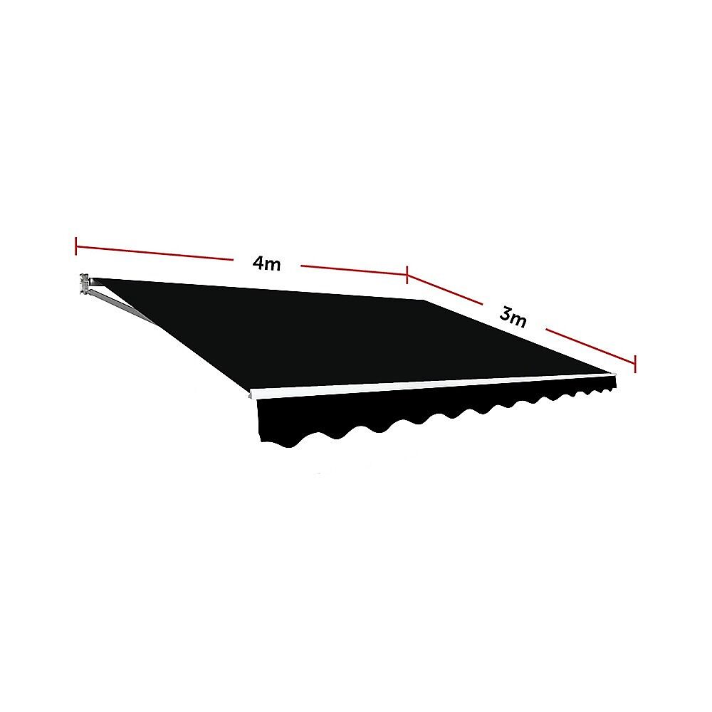 Motorised Outdoor Folding Arm Awning Retractable Sunshade Canopy Black 4.0m x 3.0m Price