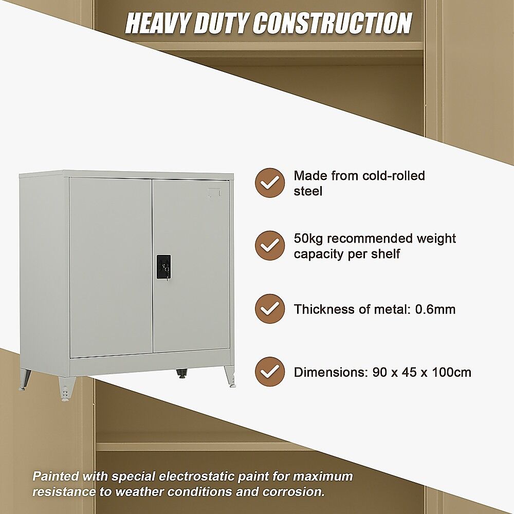 Two-Door Metal Short Cabinet Shelf Storage for Home Office Gym Price