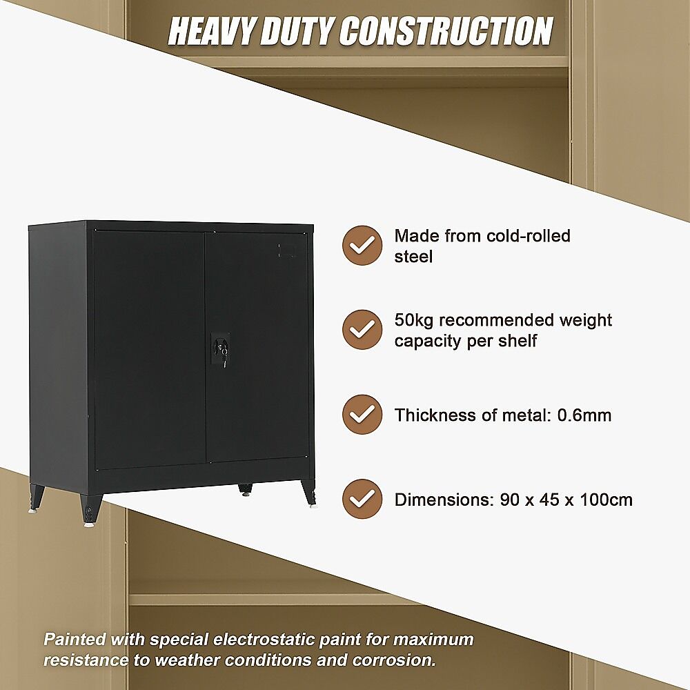 Two-Door Metal Short Cabinet Shelf Storage for Home Office Gym Price
