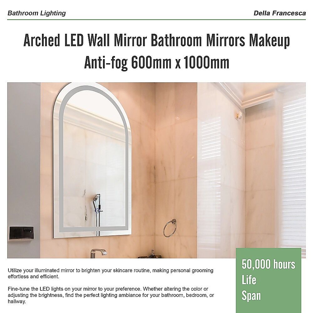 Arched LED Wall Mirror Bathroom Mirrors Makeup Anti-fog 600mm x 1000mm Price
