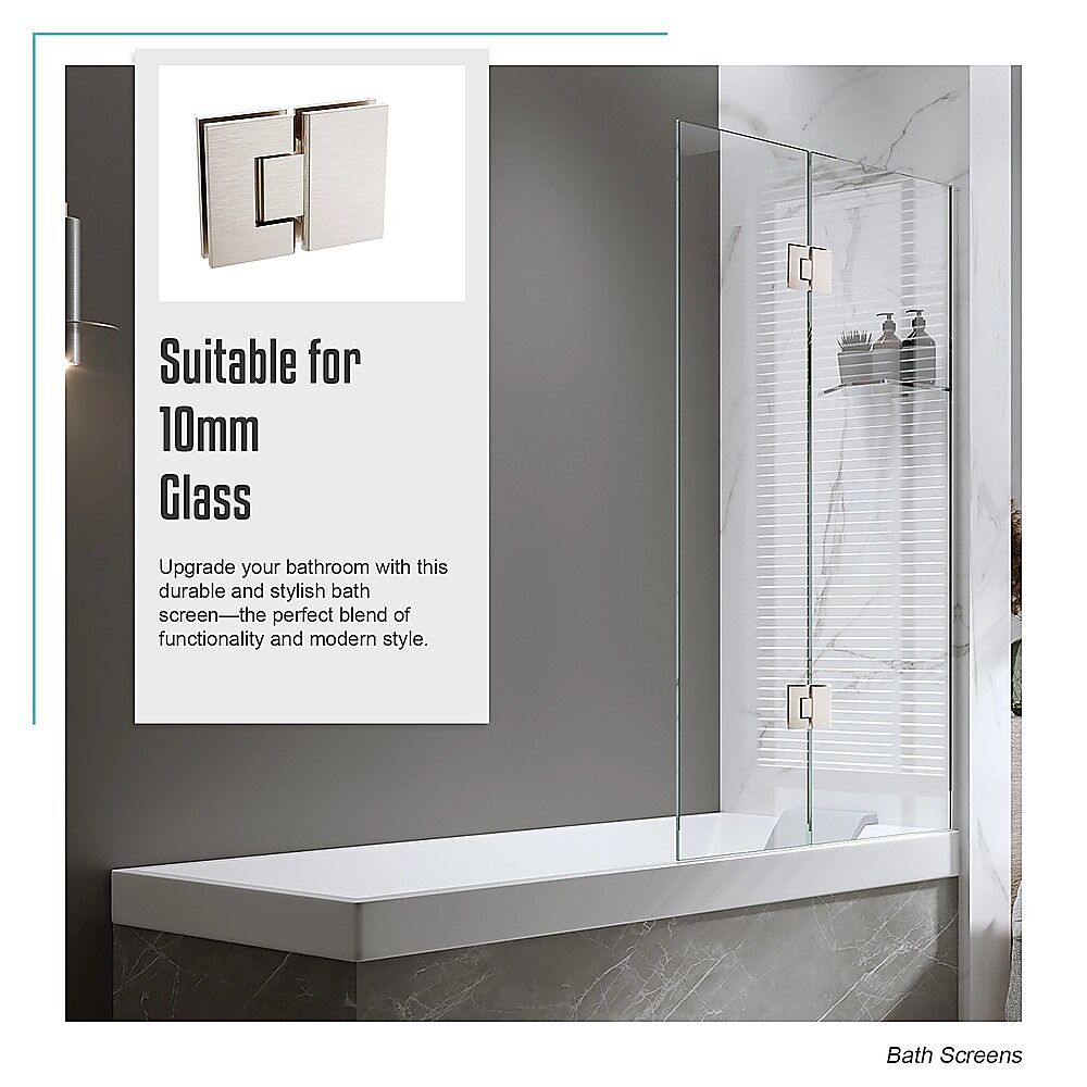 120cm Frameless Glass Bath Screen with Brass Brackets - Nickel Price