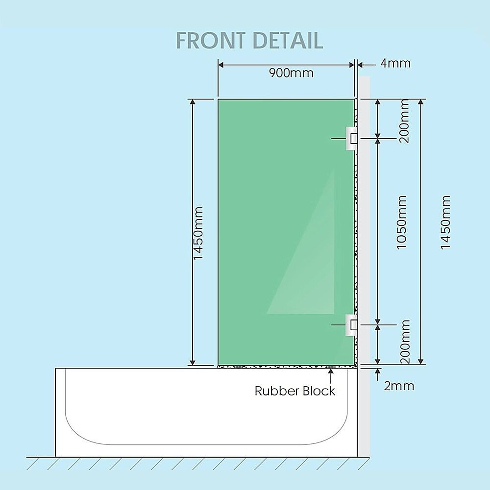 90cm Frameless Swing Bath Panel with Black Hardware Price