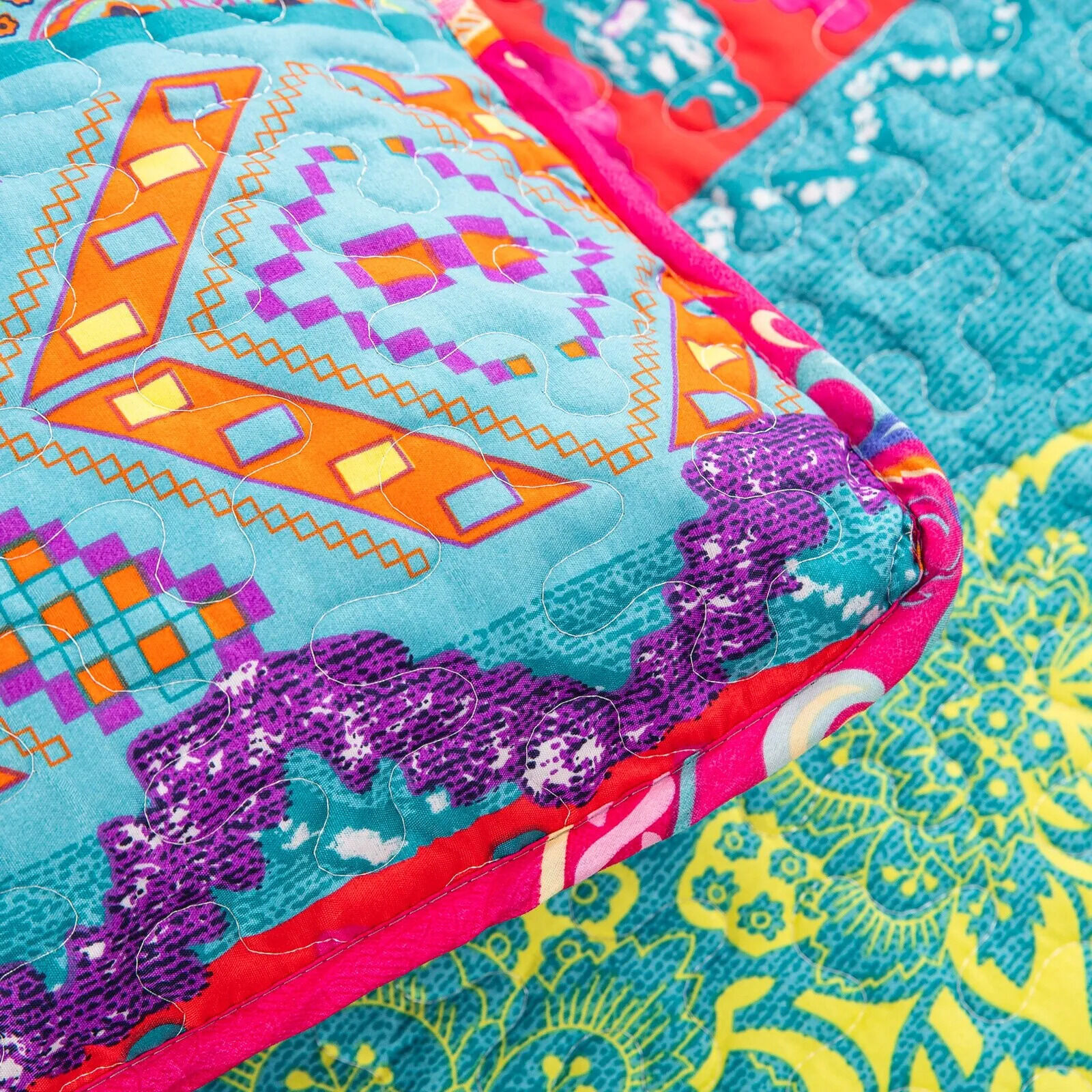 Colorful Quilted bedspread and pillowcovers set: Add a Splash of Color - Queen size Price