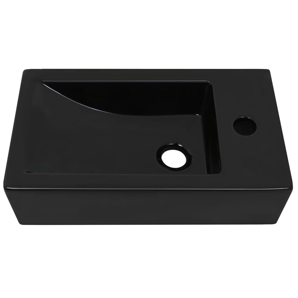 Basin with Faucet Hole Rectangular Ceramic Black 46x25.5x12 cm Price