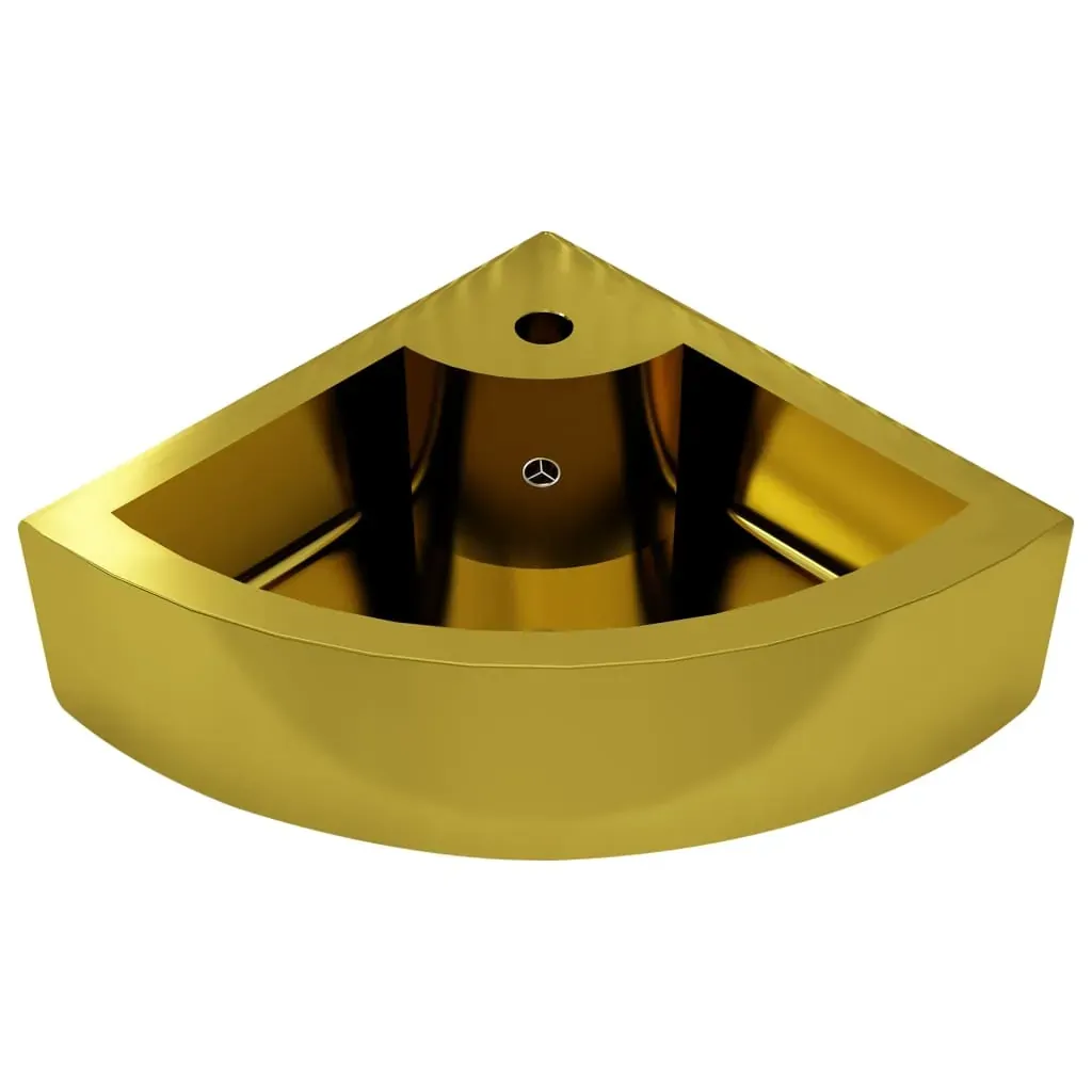 Wash Basin with Overflow 45x32x12.5 cm Ceramic Gold Price