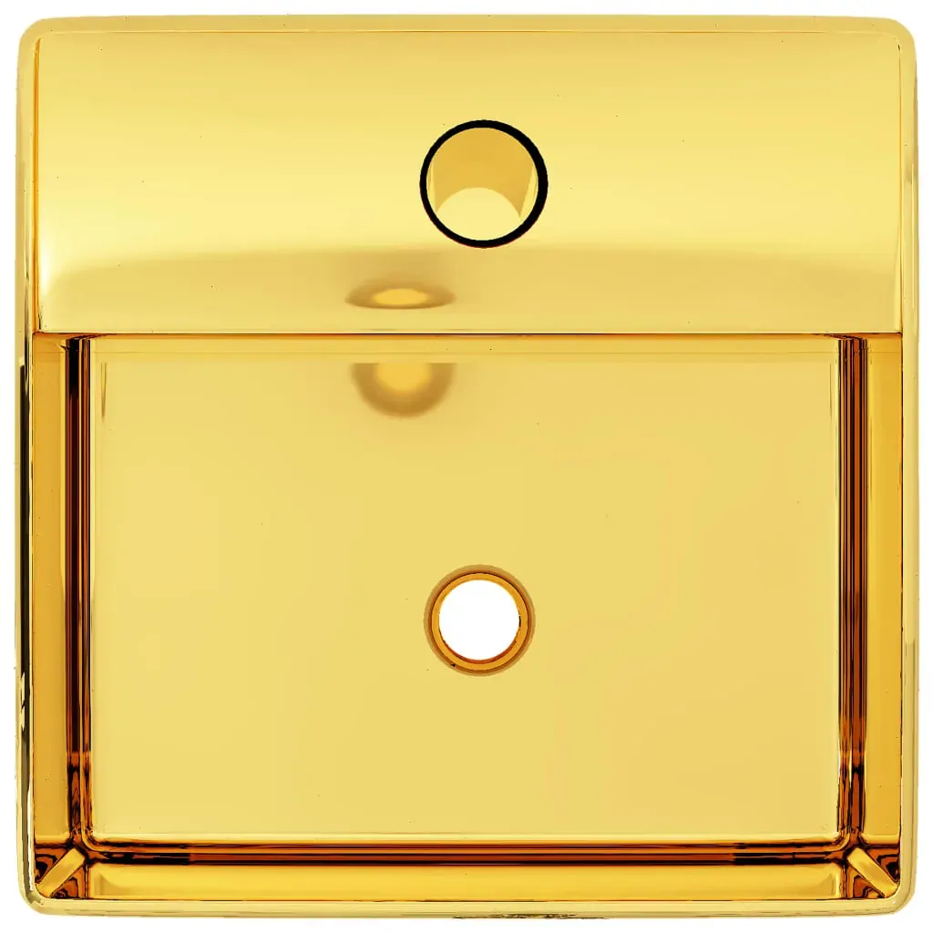 Wash Basin with Faucet Hole 38x30x11.5 cm Ceramic Gold Price