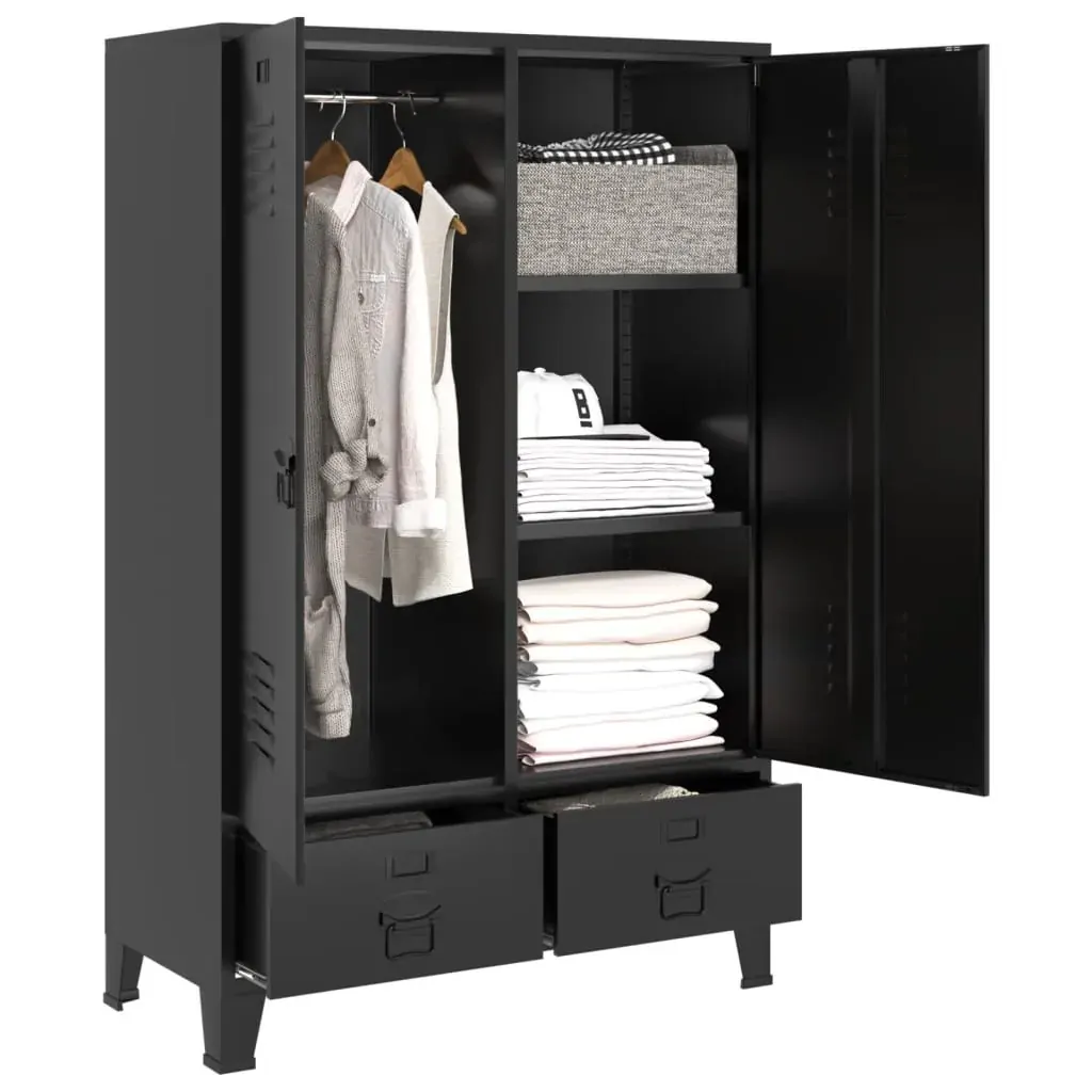 Wardrobe Industrial Black 90x40x140 cm Steel Price
