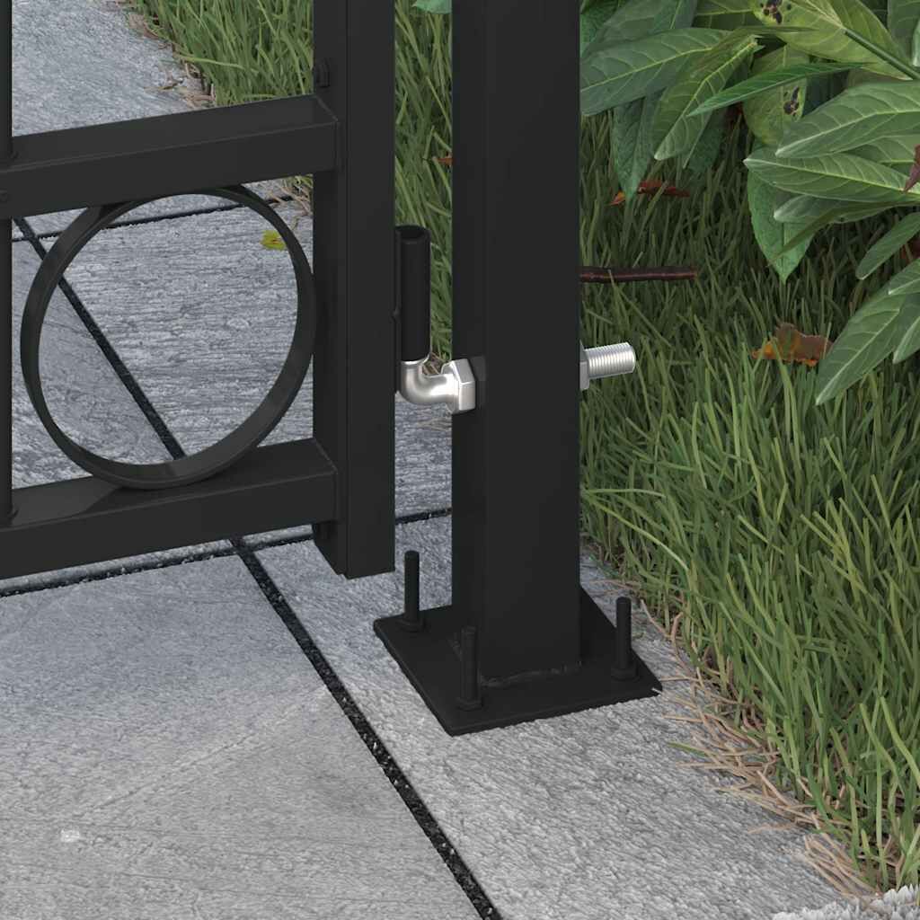Fence Gate with Arched Top and 2 Posts 105x204 cm Black Price