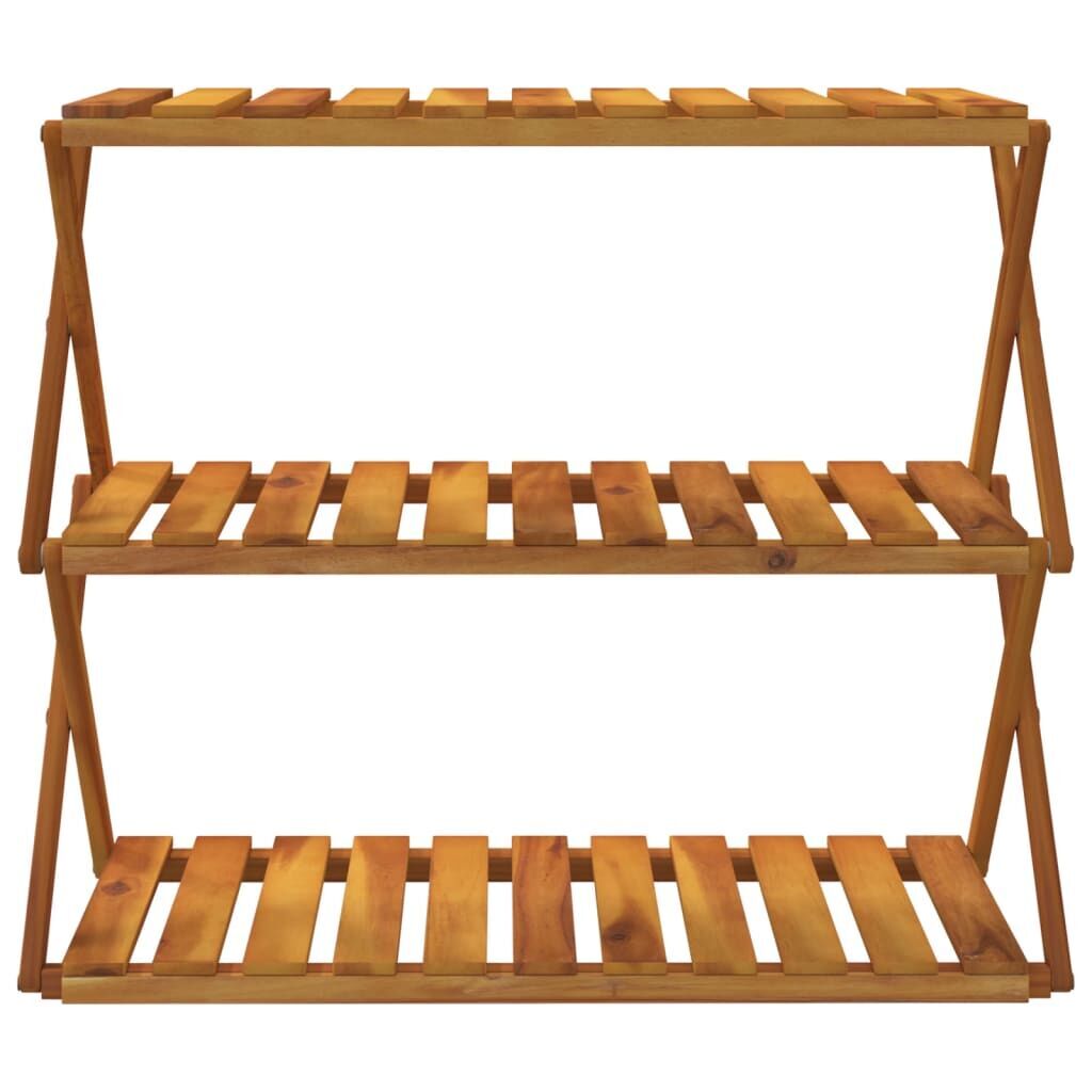 3-Tier Folding Shelf Brown 70x31x63 cm Solid Wood Acacia Price