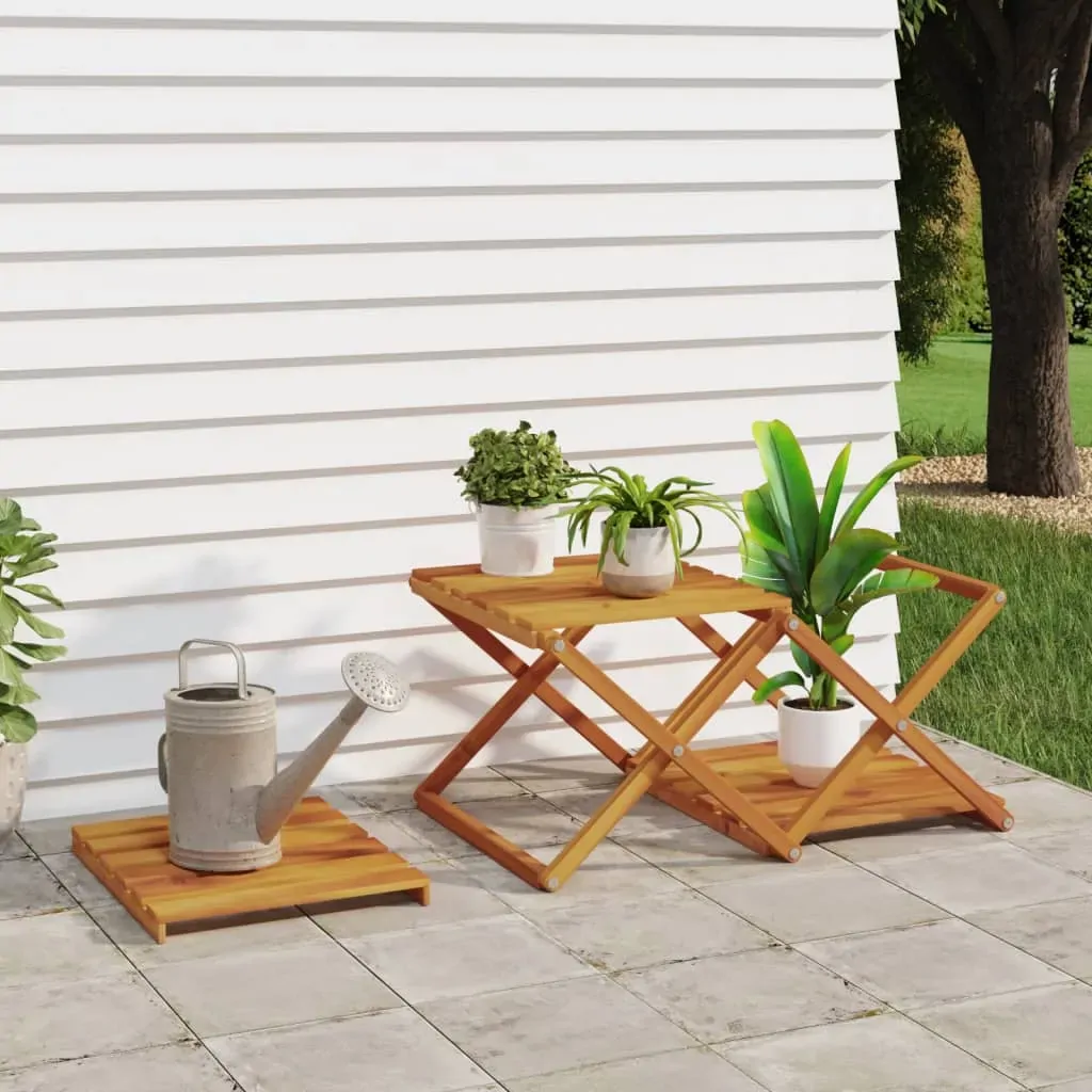 3-Tier Folding Shelf Brown 43x31x63 cm Solid Wood Acacia Price