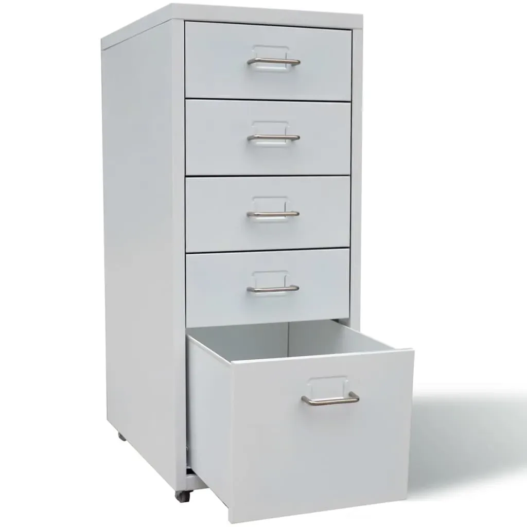 File Cabinet with 5 Drawers Grey 68.5 cm Steel Price