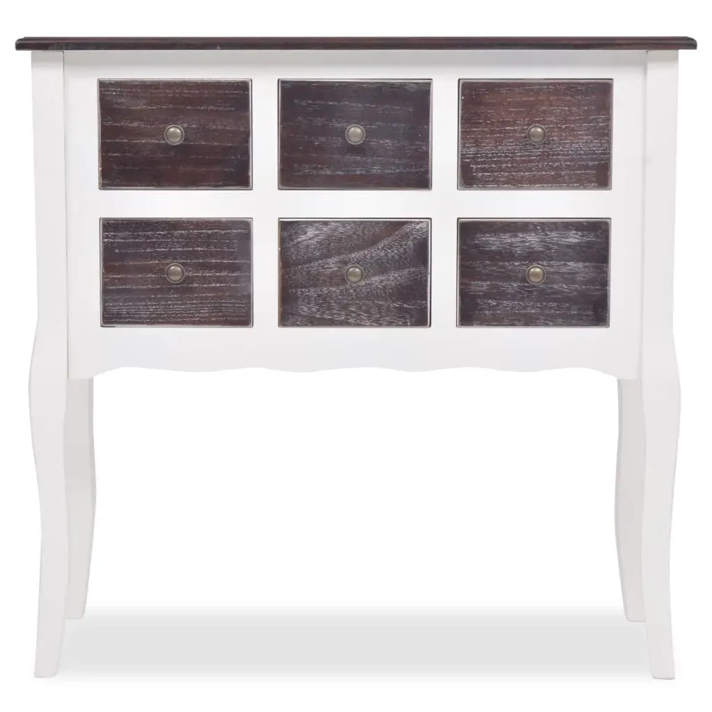 Console Cabinet 6 Drawers Brown and White Wood Price
