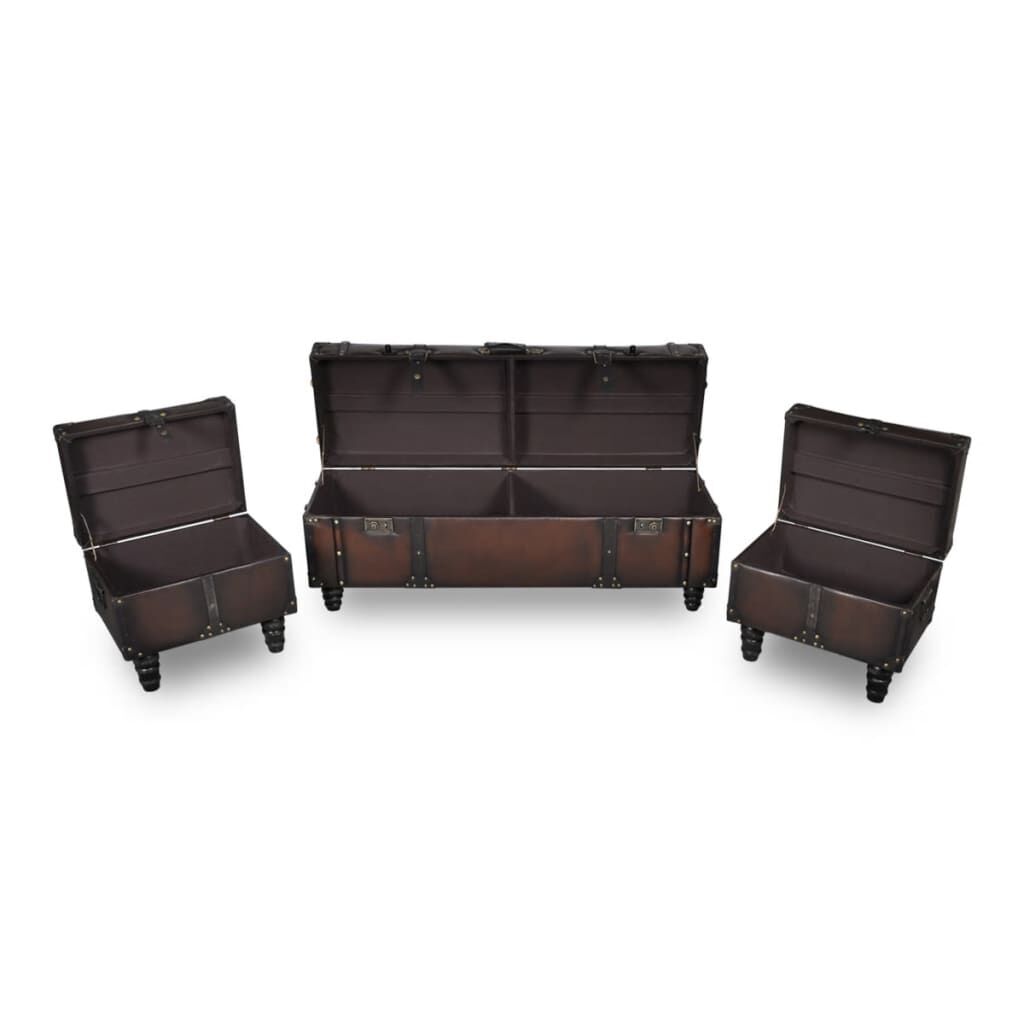 Storage Bench Set 3 pcs Brown Price