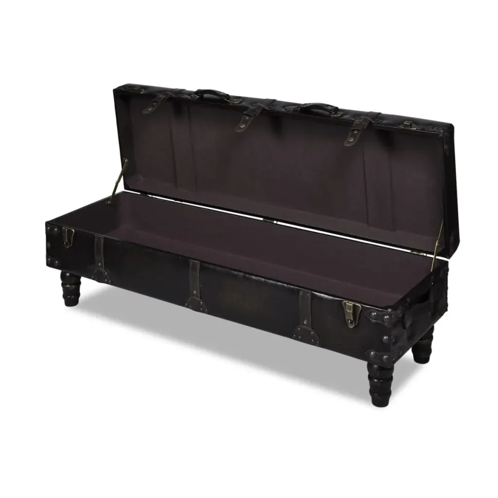 Long Storage Bench Brown MDF and Leather Price
