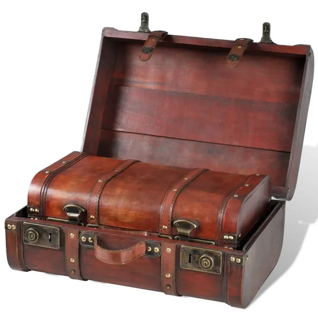 Wooden Treasure Chests 2 pcs Vintage Brown Price