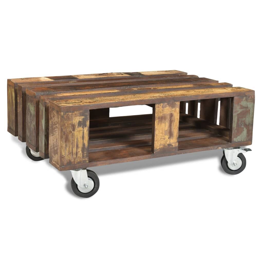 Coffee Table with 4 Wheels Reclaimed Wood Price