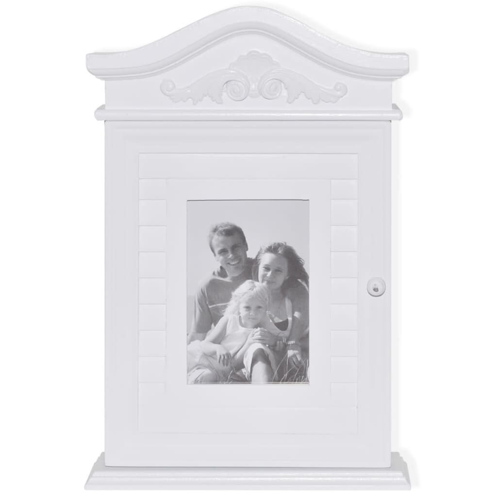 Key Cabinet with Photo Frame White Price