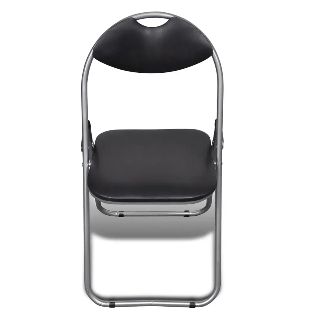 Folding Dining Chairs 6 pcs Black Faux Leather and Steel Price