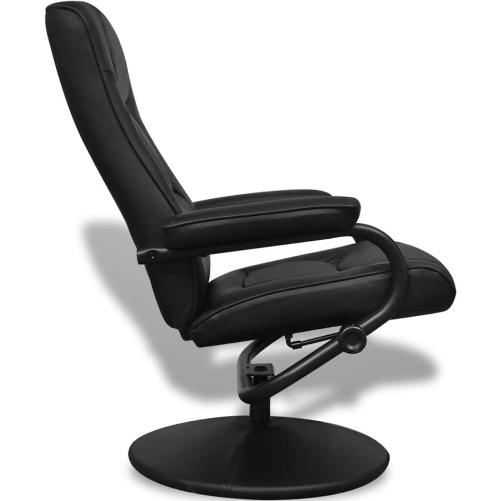 TV Armchair with Footstool Black Faux Leather Price