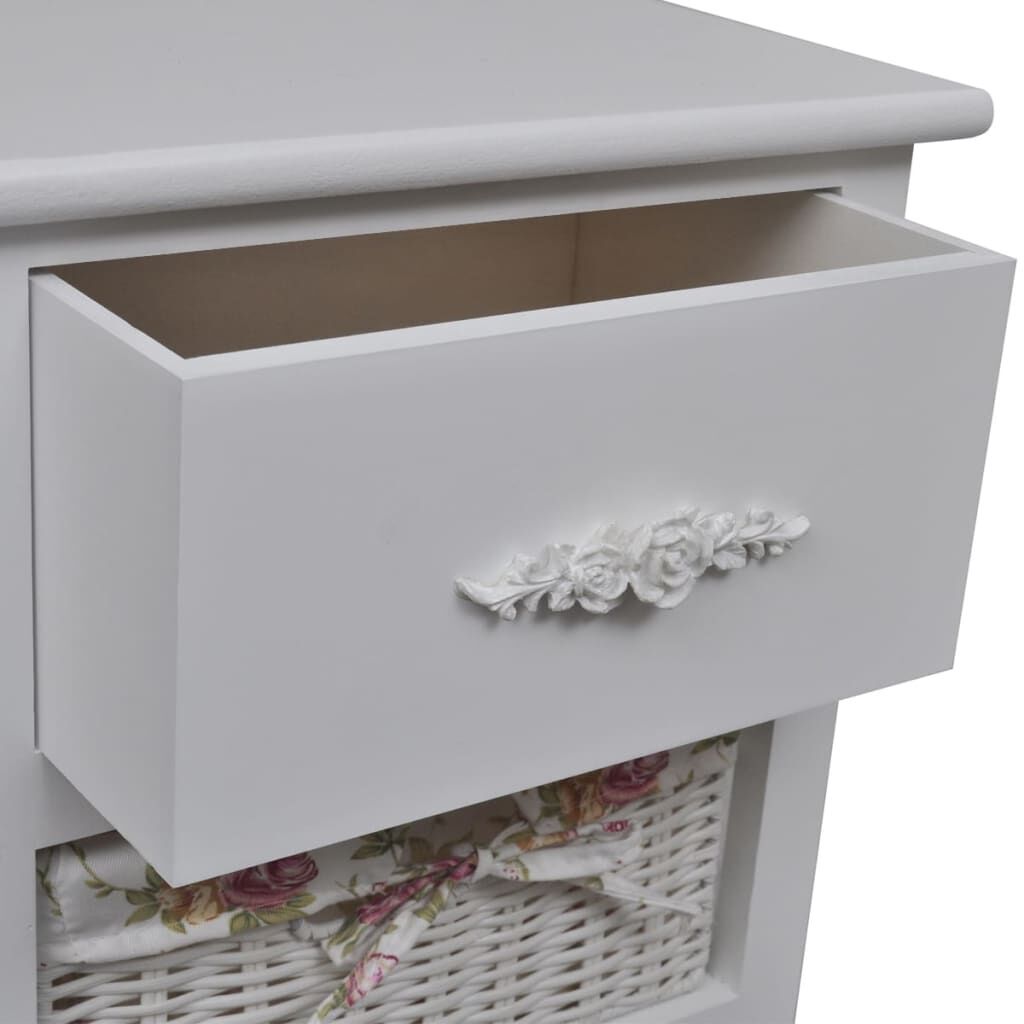 Cabinet with 1 Drawer and 3 Baskets White Wood Price