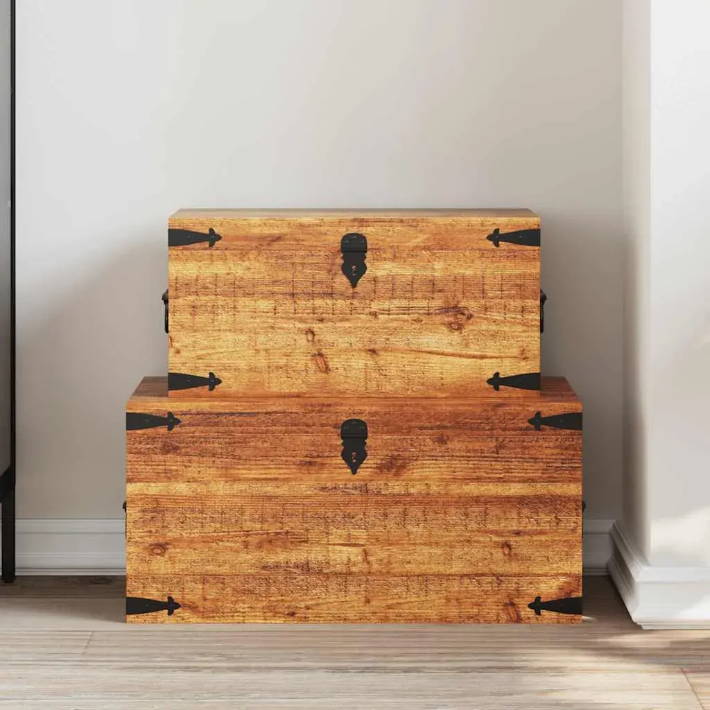 Storage Chest Set 2 Pieces Rough Mango Wood Price