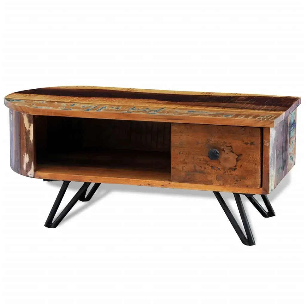 Coffee Table with Iron Pin Legs Solid Reclaimed Wood Price