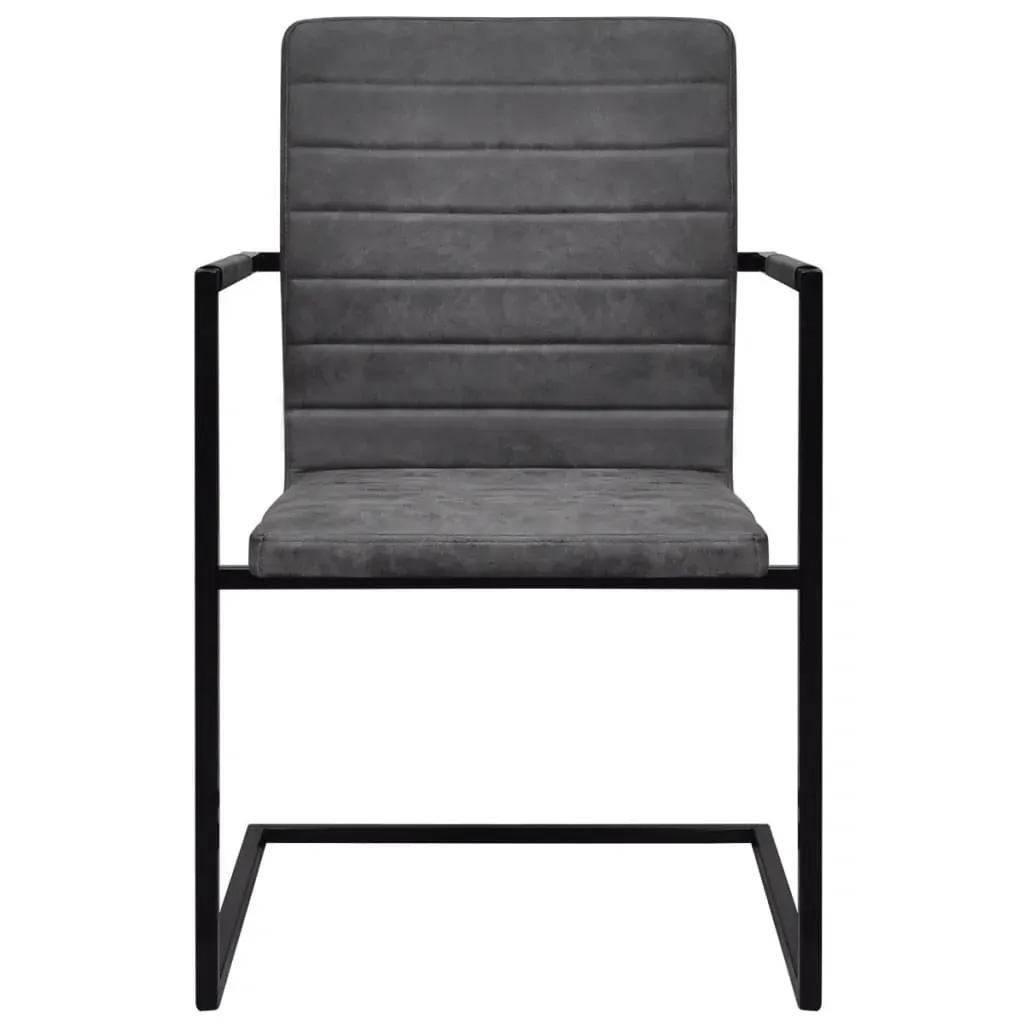 Cantilever Dining Chairs 2 pcs Grey Faux Leather Price