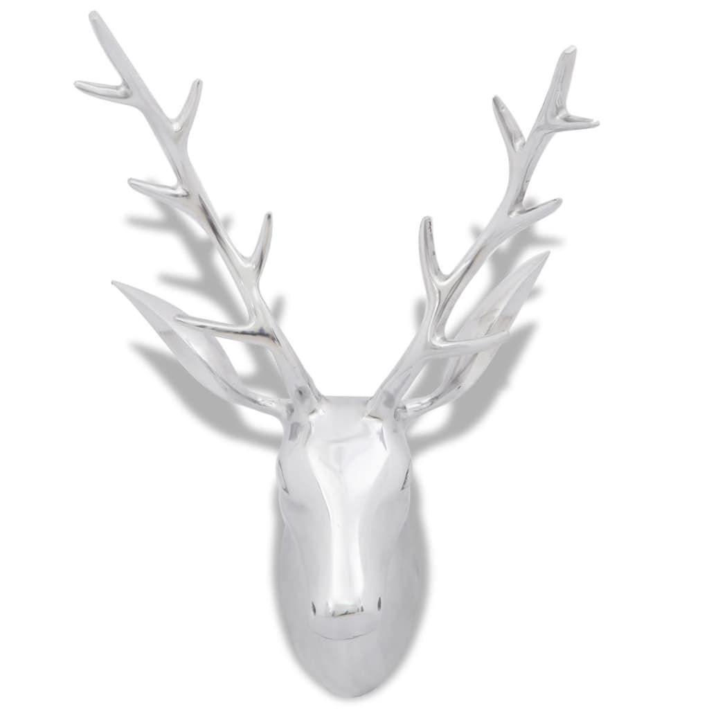 Wall Mounted Aluminium Deer's Head Decoration Silver 62 cm Price
