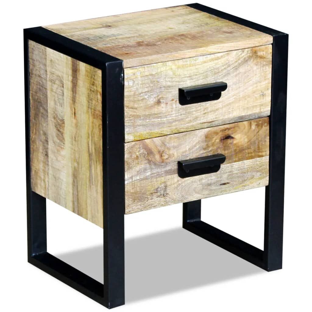 Side Table with 2 Drawers Solid Mango Wood 43x33x51 cm Price