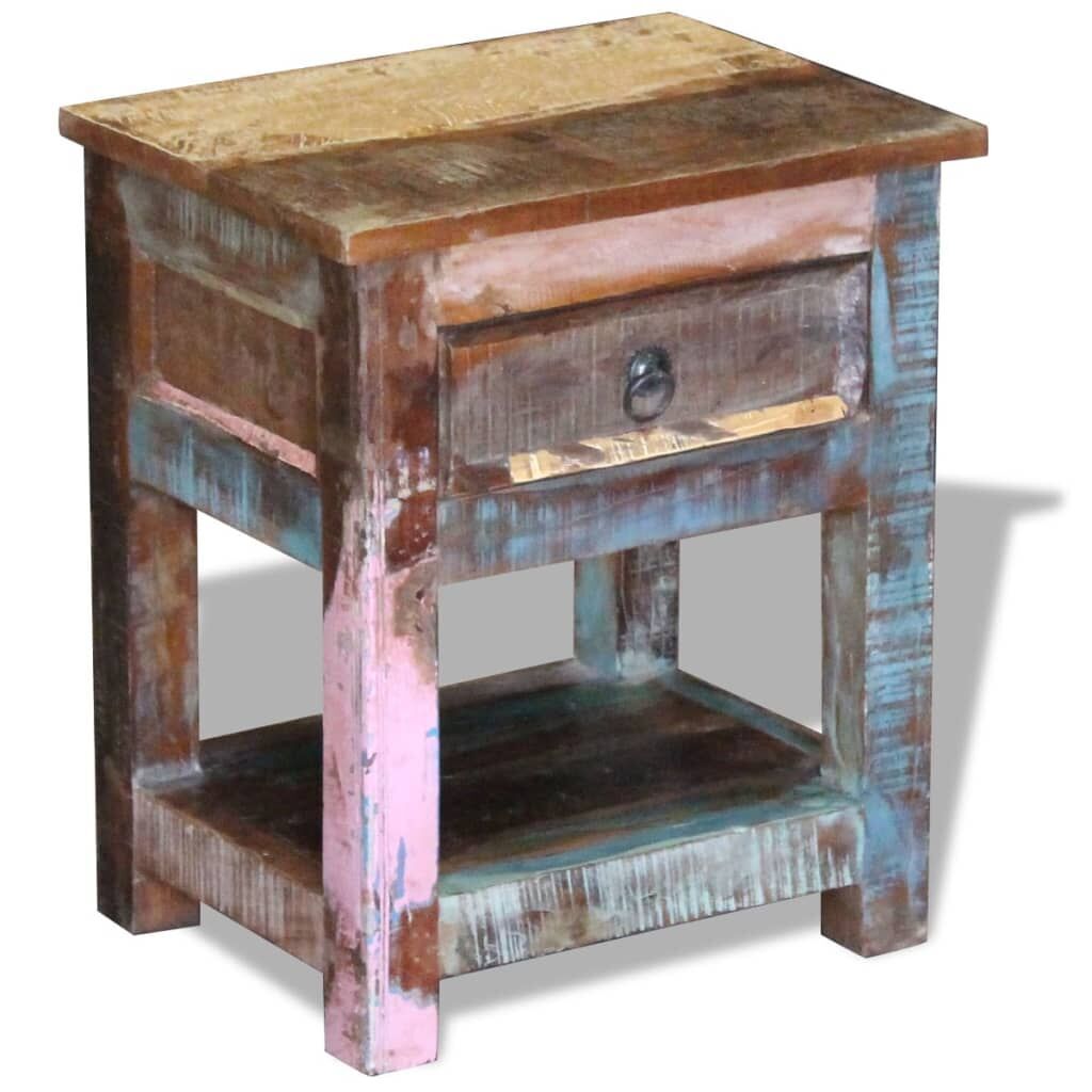 Side Table with 1 Drawer Solid Reclaimed Wood 43x33x51 cm Price