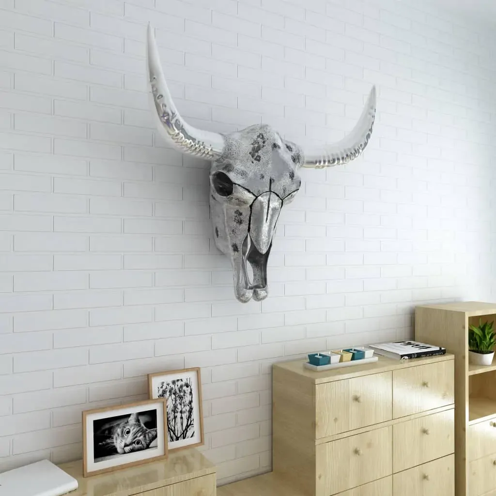 Skull Head Decoration Wall-Mounted Aluminium Silver Price