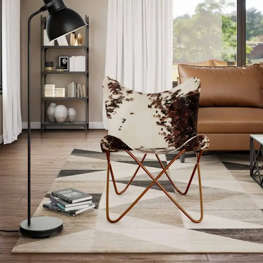 Butterfly Chair Brown and White Real Cowhide Leather Price