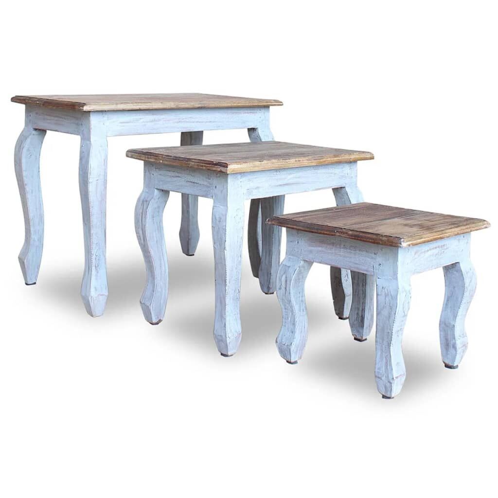 Nesting Table Set 3 Pieces Solid Mahogany Wood Price