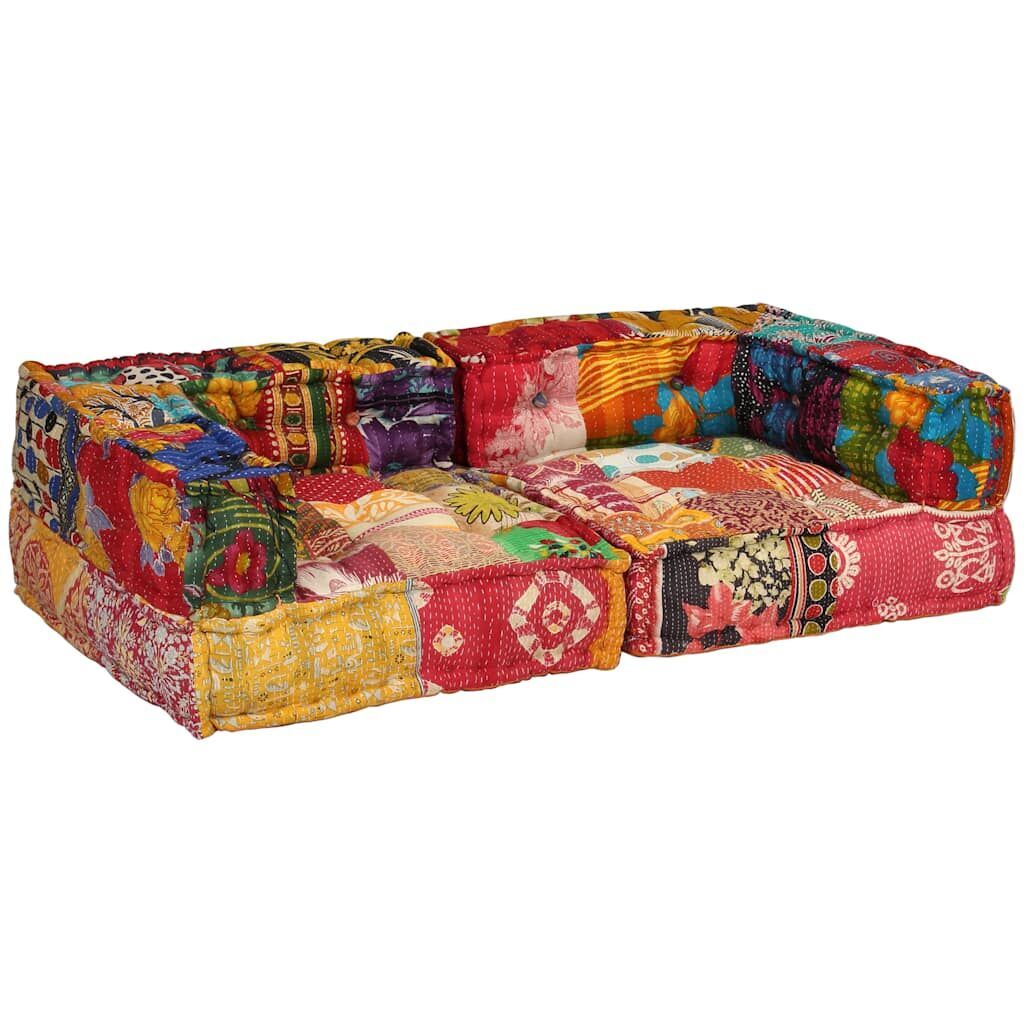 2-Seater Modular Pouffe Patchwork Fabric Price
