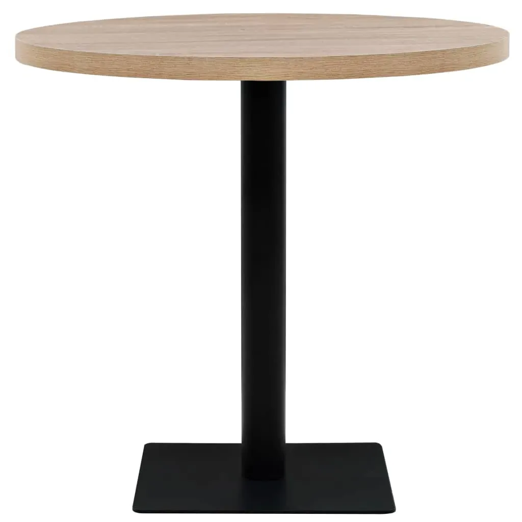 Bistro Table MDF and Steel Round 80x75 cm Oak Colour Price