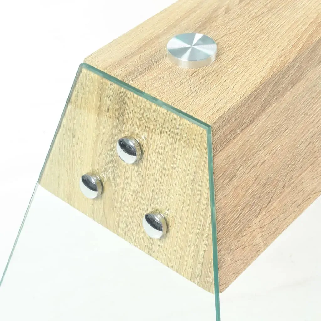 Console Table MDF and Glass 120x30x76 cm Oak Colour Price