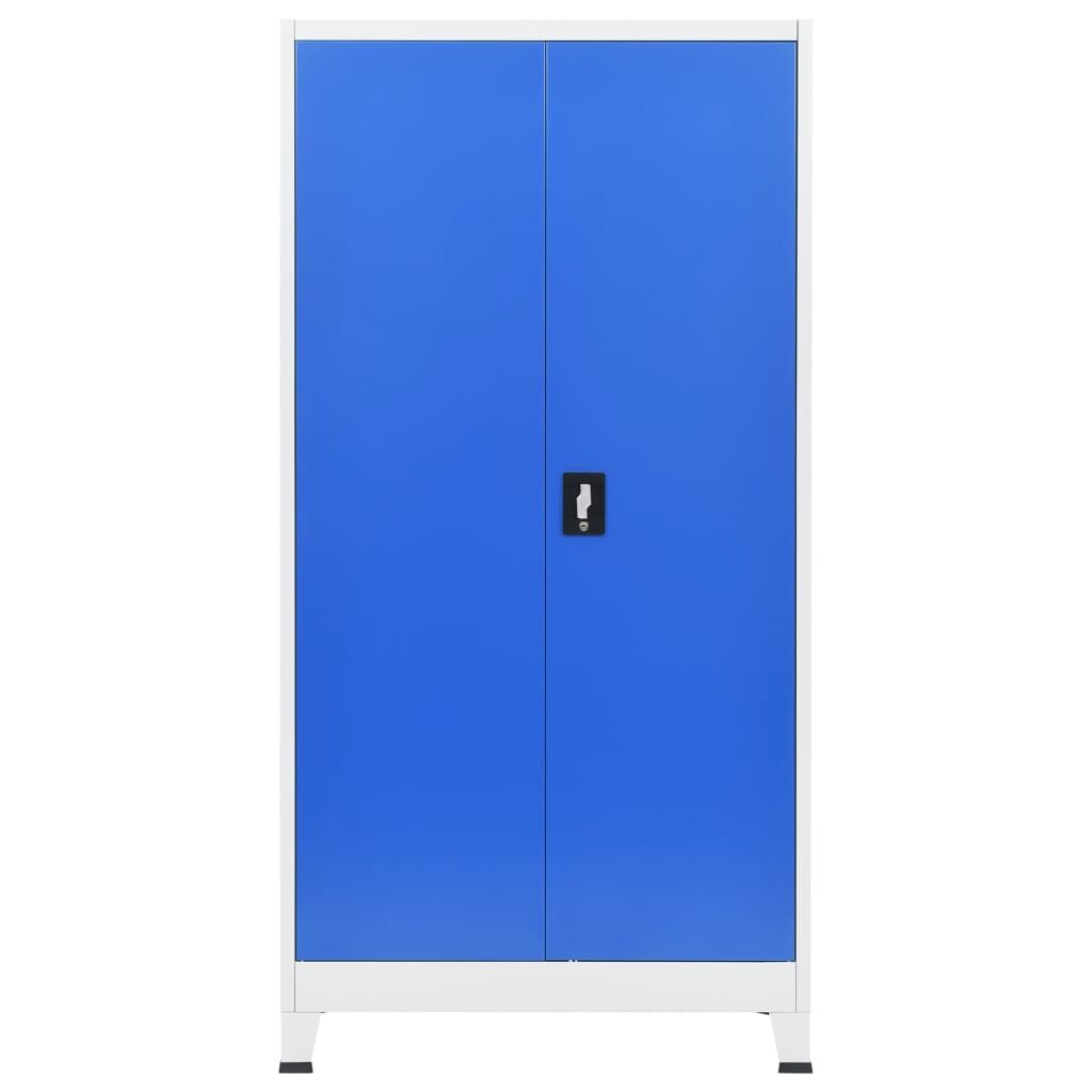 Office Cabinet Metal 90x40x180 cm Grey and Blue Price