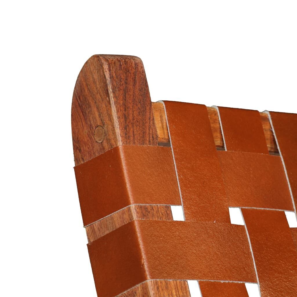 Folding Chair Crossed-Stripe Brown Real Leather Price