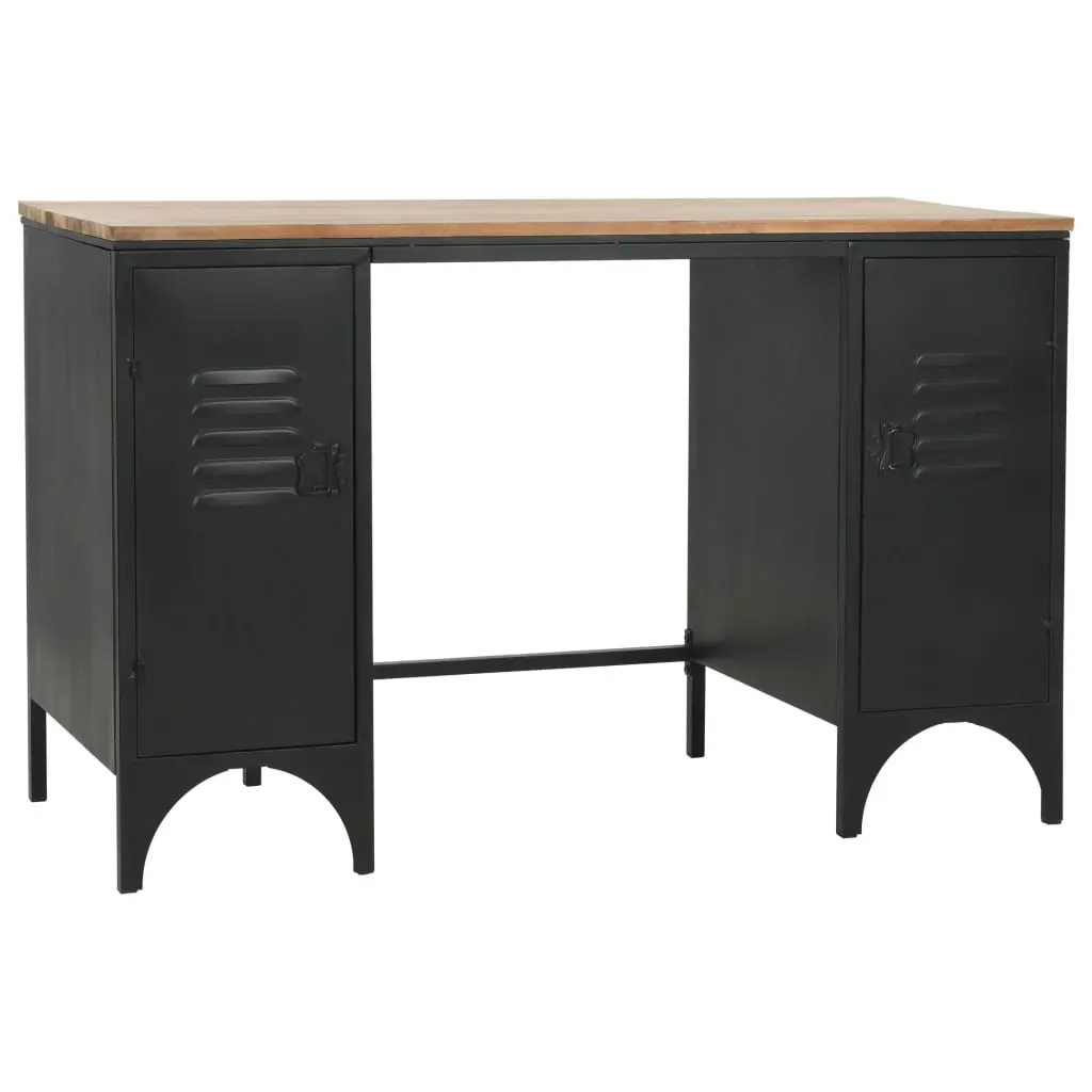 Double Pedestal Desk Solid Firwood and Steel 120x50x76 cm Price