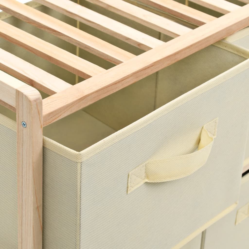 Storage Rack with 6 Fabric Baskets Cedar Wood Beige Price