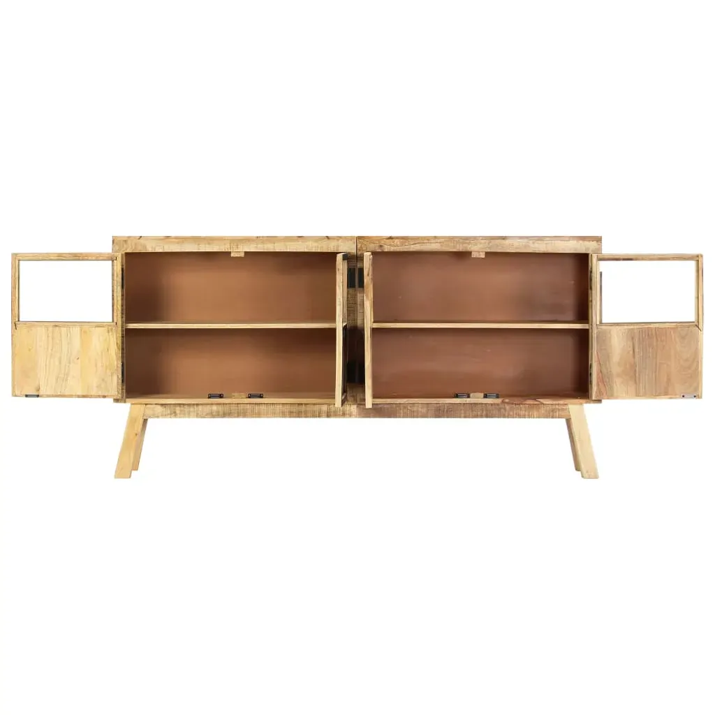 Sideboard Brown and Black 160x30x80 cm Solid Rough Mango Wood Price