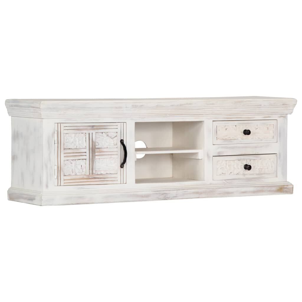 TV Cabinet White 120x30x40 cm Solid Mango Wood Price