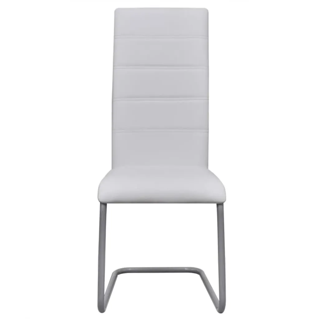 Cantilever Dining Chairs 6 pcs White Faux Leather Price